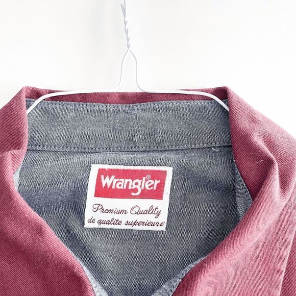 Wrangler Mens Button Down Shirt Western Cotton Long Sleeve Burgundy 3XL - Picture 4 of 7